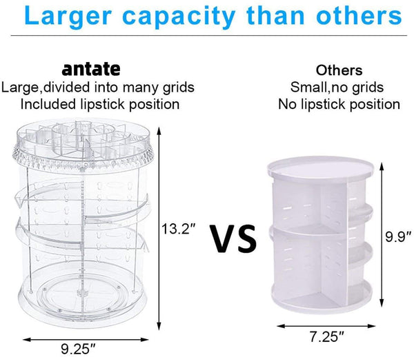 Antate Makeup Organizer 360 Degree Rotation 7 Layers Adjustable Storage Different Kinds of Cosmetics Multi-Function Large Capacity Makeup Storage Organizer Great for Bathroom Dresser Vanity